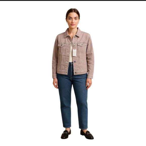 NEW Adriano Goldschmied, Distressed Rosy Rouge Nancy Trucker Jacket, XS Giftable - Picture 1 of 8
